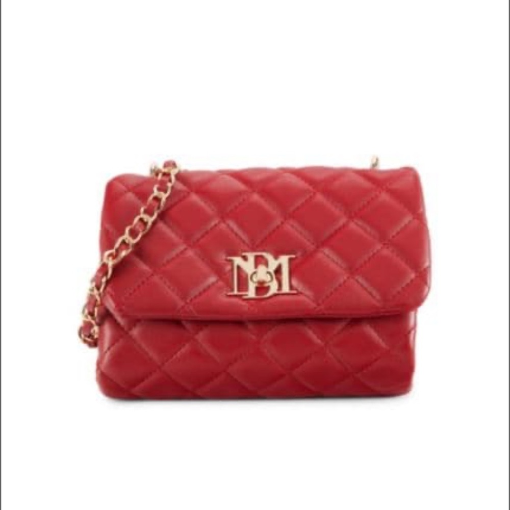 Badgley Mischka NWT Diamond Red‎ Quilted Chain Shoulder Bag